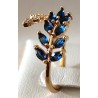 Bague ouverte double laurier zirconium ajustable – dorée ou argentée