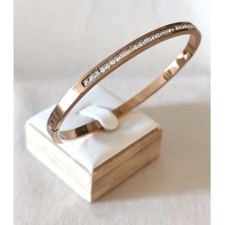 Bracelet Jonc Strass Acier Inoxydable – Ligne Brillante Doré, Argenté ou Or Rose