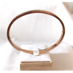 Bracelet Jonc Strass Acier Inoxydable – Ligne Brillante Doré, Argenté ou Or Rose