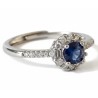 Bague halo saphir zirconium argent sterling ajustable – pavé brillant