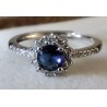 Bague halo saphir zirconium argent sterling ajustable – pavé brillant