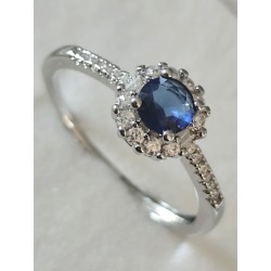 Bague halo saphir zirconium argent sterling ajustable – pavé brillant