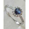 Bague halo saphir zirconium argent sterling ajustable – pavé brillant