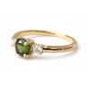 Bague solitaire verte zirconium – pierre centrale et brillants dorée