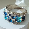 Bague pavée zirconium multicolore – anneau large élégant femme