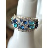 Bague pavée zirconium multicolore – anneau large élégant femme