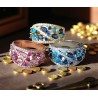 Bague pavée zirconium multicolore – anneau large élégant femme