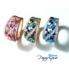 Bague pavée zirconium multicolore – anneau large élégant femme