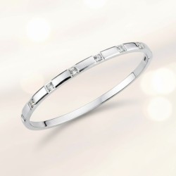 Bracelet Jonc 7 Brillants Acier Inoxydable – Doré, Argenté ou Or Rose