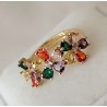 Bague fleur multicolore zirconium ajustable – dorée ou argentée