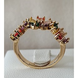 Bague fleur multicolore zirconium ajustable – dorée ou argentée