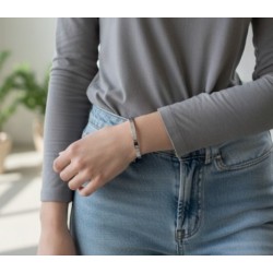 Bracelet Jonc 7 Brillants Acier Inoxydable – Doré, Argenté ou Or Rose
