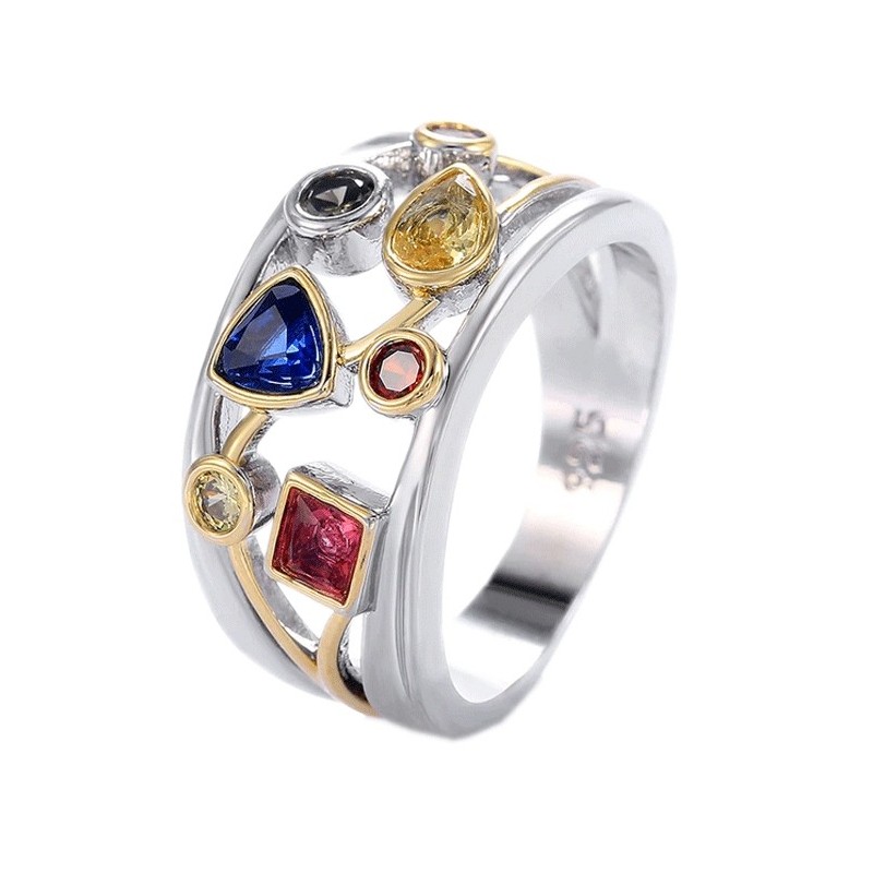 Bague géométrique oxyde de zirconium – Bijou moderne et élégant