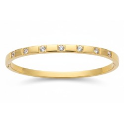 Bracelet Jonc 7 Brillants Acier Inoxydable – Doré, Argenté ou Or Rose