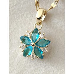 Pendentif fleur doré zircon cubique — 6 couleurs