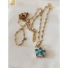 Pendentif fleur doré zircon cubique — 6 couleurs