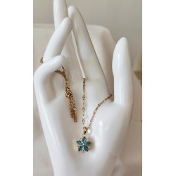 Pendentif fleur doré zircon cubique — 6 couleurs