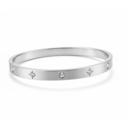 Bracelet Jonc Étoiles et Strass – Acier Inoxydable Doré ou Argenté