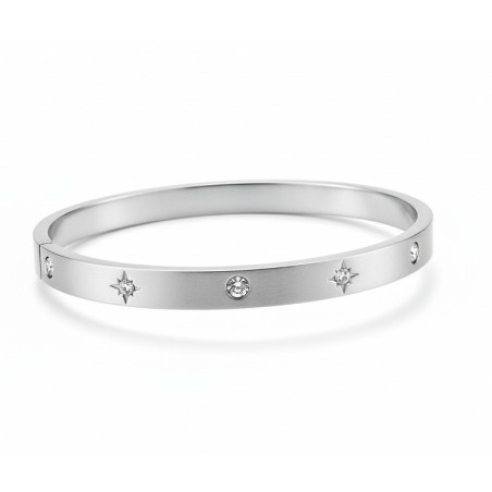 Bracelet Jonc Étoiles et Strass – Acier Inoxydable Doré ou Argenté
