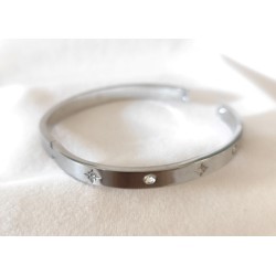 Bracelet Jonc Étoiles et Strass – Acier Inoxydable Doré ou Argenté