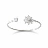 Bracelet jonc ouvert fleur zircon cubique doré acier