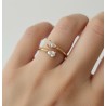 Bague ouverte zircon cubique taille poire dorée argentée