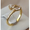Bague ouverte zircon cubique taille poire dorée argentée