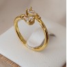 Bague ouverte zircon cubique taille poire dorée argentée