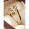 Bague ouverte zircon cubique taille poire dorée argentée
