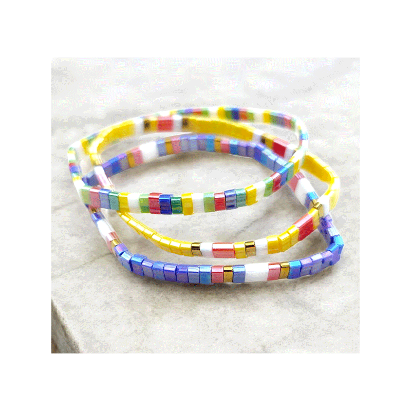 Bracelets Miyuki Tila Lot Carnaval Pastel - Bijoux Colorés