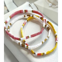Bracelets Miyuki Tila Lot Champagne - Bijoux Dorés et Rouges