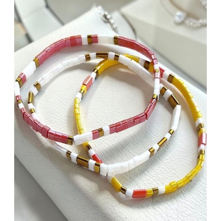 Bracelets Miyuki Tila Lot Champagne - Bijoux Dorés et Rouges