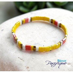 Bracelets Miyuki Tila Lot Champagne - Bijoux Dorés et Rouges