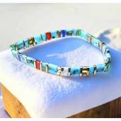 Bracelets Miyuki Tila Duo Lagon - Turquoise et Or