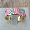 Bague Émaillée Ajustable en Cuivre Doré – Motif Graphique