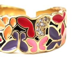 Bague émaillée motifs artistiques multicolores – Design original & zircon
