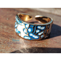 Bague émaillée motifs artistiques multicolores – Design original & zircon