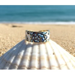 Bague émaillée motifs artistiques multicolores – Design original & zircon