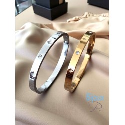 Bracelet Jonc Étoiles et Strass – Acier Inoxydable Doré ou Argenté